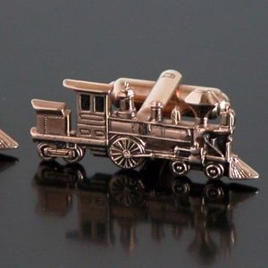 Vtg Hickok Locomotive Train Gold Tone Cufflinks.